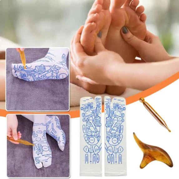 Reflexology Chart Socks with Trigger Point Massage Tool - Denna