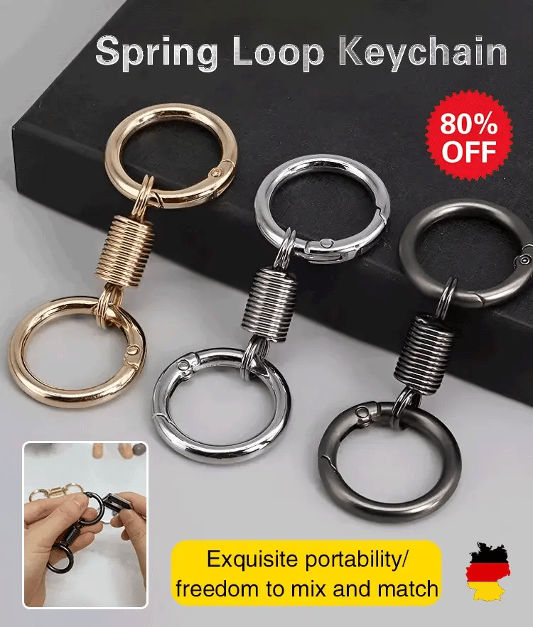 Spring double circle keychain