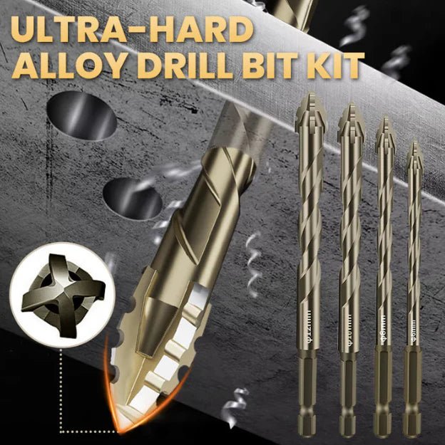 High-Strength 4-Flute Serrated Eccentric Drill Bit Kit - Denna