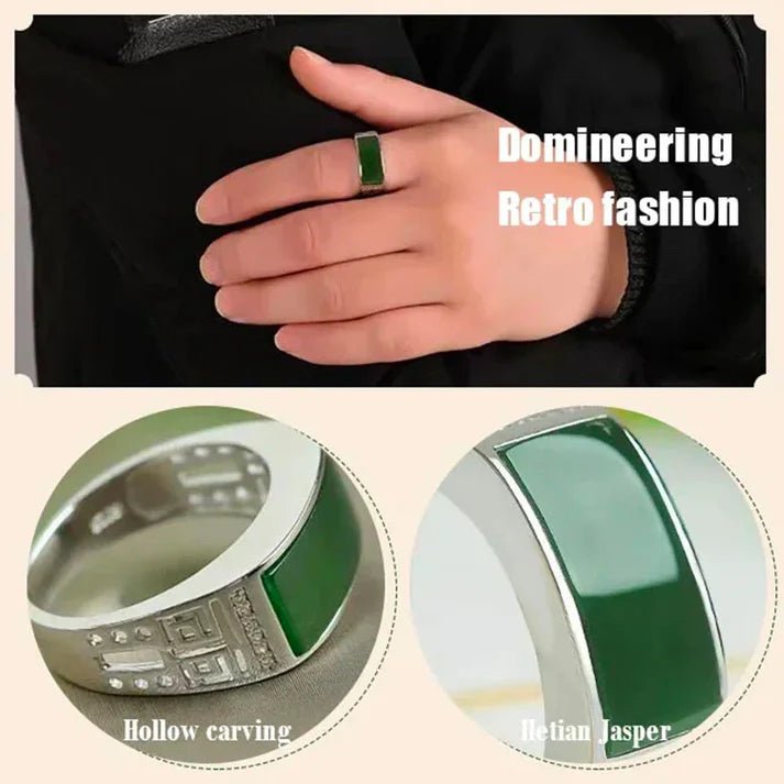 Dominant Hetian Jade Ring-Bring you unlimited good luck and wealth-Adjustable size - Denna