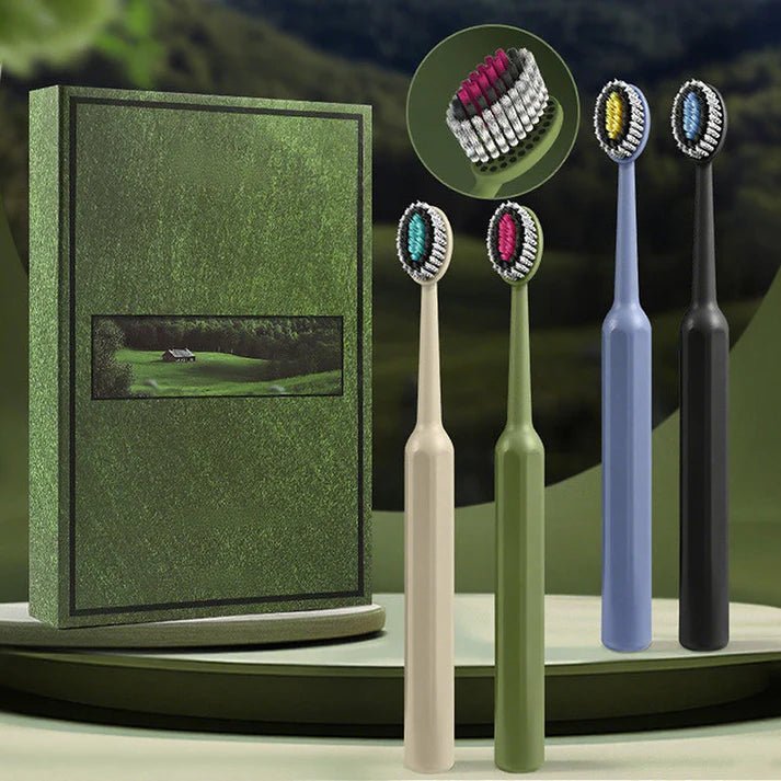 4-Piece Soft Bristle Olive-Shaped Toothbrush Gift Set - Denna
