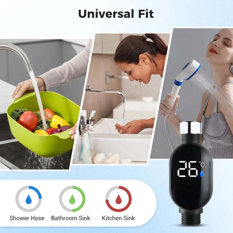 Shower Thermometer - Instant Digital Display, Waterproof & Easy Install for Safe Bathing - Denna