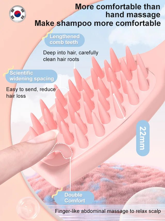 Silicone long handle massage shampoo comb - Denna