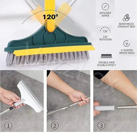 2 in 1 Cleaning Brush Floor Scrub Broom Wiper Scraper - Denna
