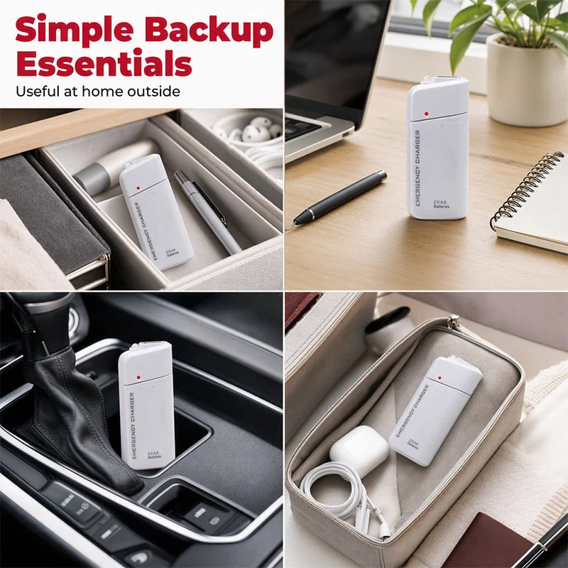 AA Battery Phone Charger – No outlet needed, compact & travel-ready