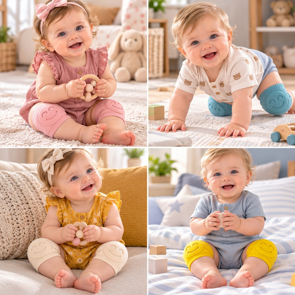 Baby Crawling Knee Pads – Non-Slip Protection with Smiley Face Design
