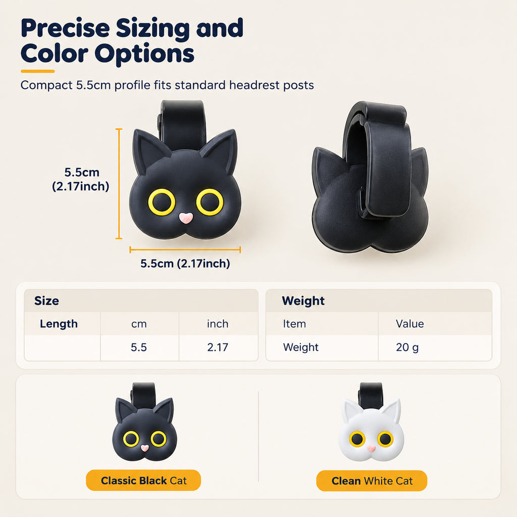 📢📢50% OFF !! ⏰Universal Cartoon Cat Car Seat Headrest Hook Backseat Organizer Hanger for Vehicle Storage
