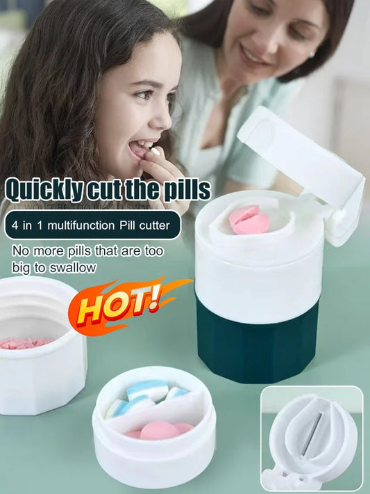 Portable 4-in-1 medicine grinder