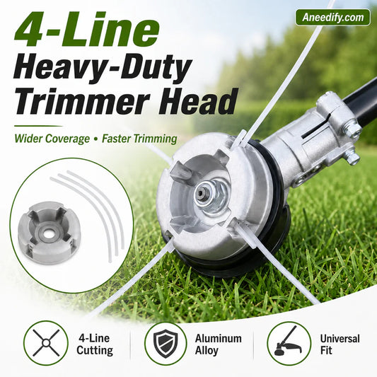 Aluminum Trimmer Head – 4-Line Cutting & Universal Fit – Heavy-Duty & Easy Line Replacement