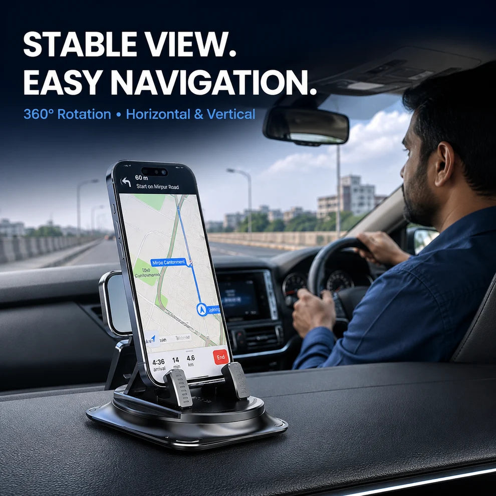 360° Rotating Dashboard Phone Holder | Anti-Slip Base