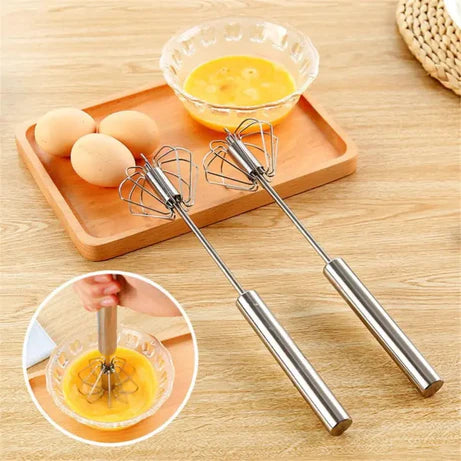 🔥🔥SEMI Automatic Stainless Steel Hand Pressure Rotating Whisk Mixer Egg Beater