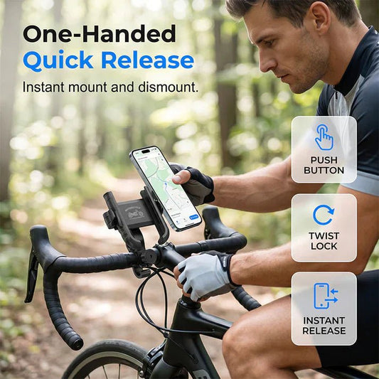 Quick-Release Bike Phone Mount – SecureLock & Shockproof Padding - Denna