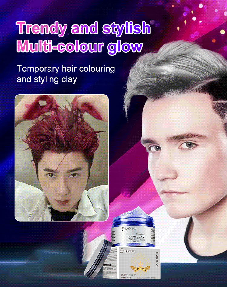 Temporary hair colouring and styling clay