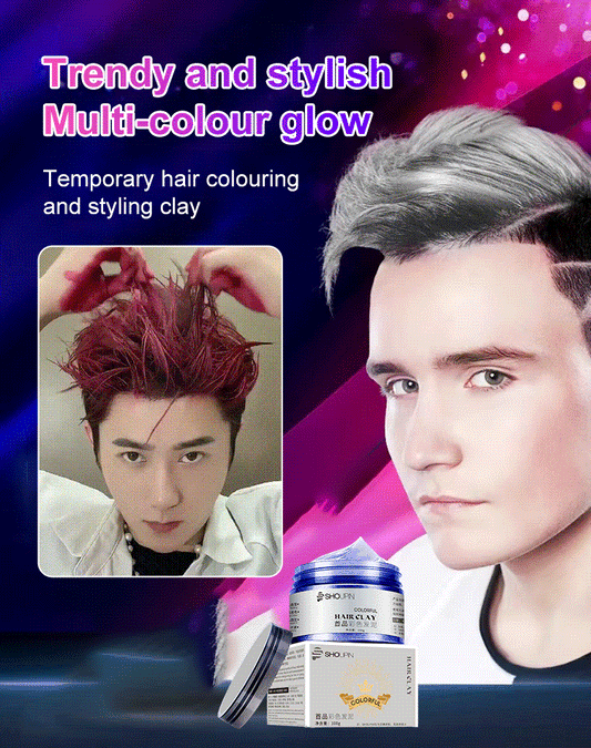 Temporary hair colouring and styling clay