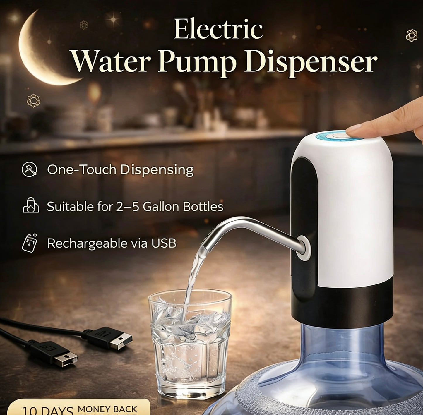Electric Water Pump Dispenser with USB Auto Charging