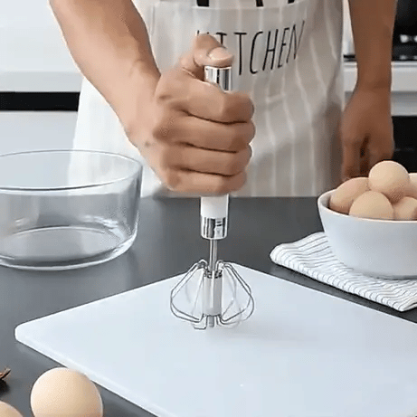 🔥🔥SEMI Automatic Stainless Steel Hand Pressure Rotating Whisk Mixer Egg Beater