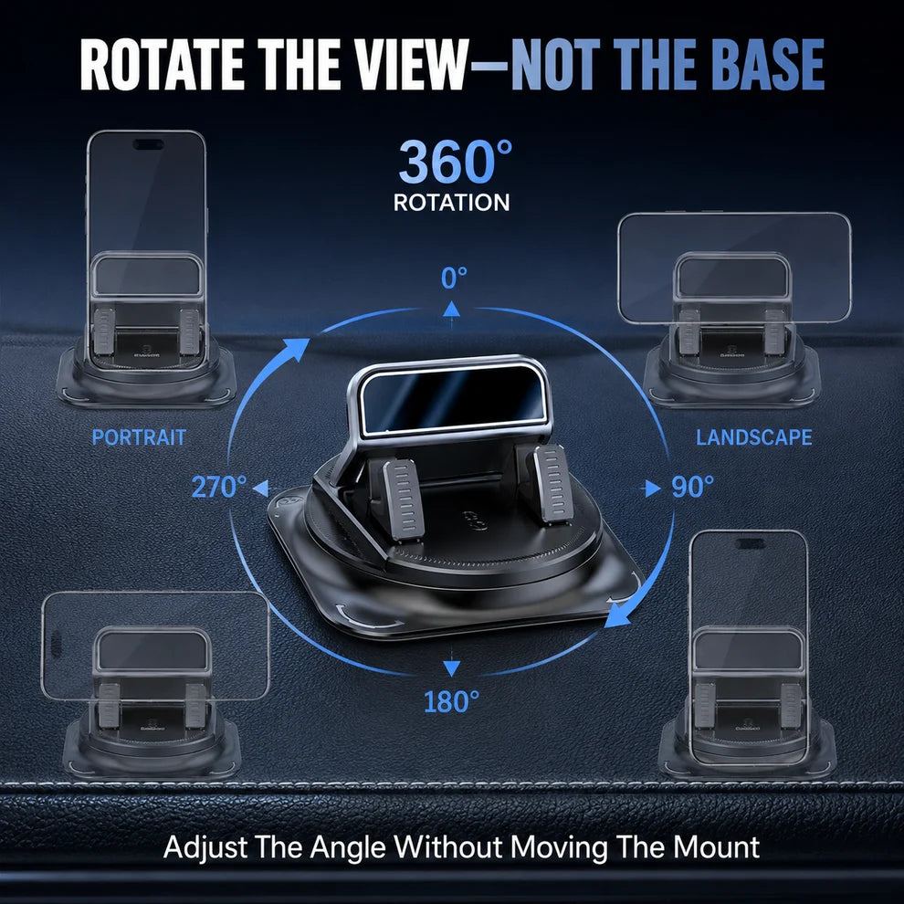 360° Rotating Dashboard Phone Holder | Anti-Slip Base
