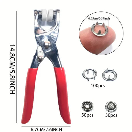 Full Body Metal Snap Button Set with Hand Pressure Plier Button Press Tool