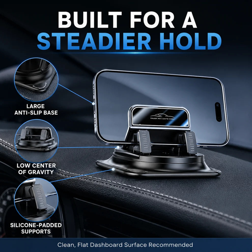 360° Rotating Dashboard Phone Holder | Anti-Slip Base