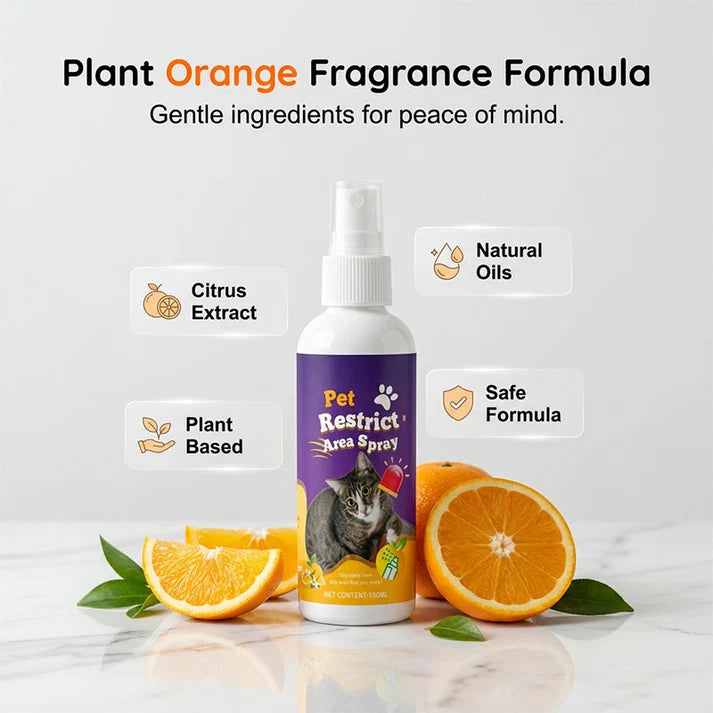 Pet Boundary Spray – Citrus formula, safe around kids. Reusable, effective. Teach boundaries without stress
