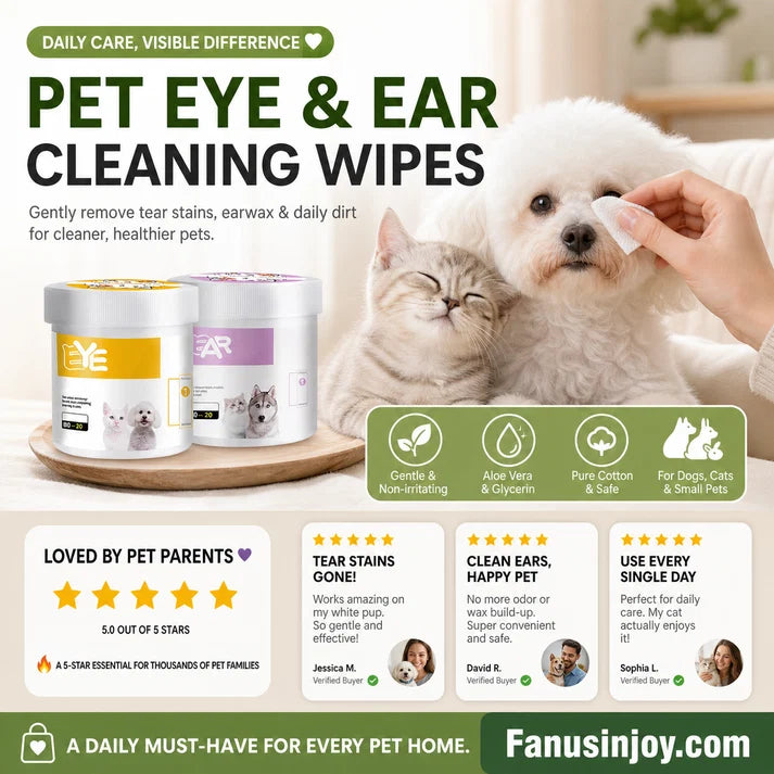 Natural Plant-Based Cleaning Wipes for Pet Eyes and Ears