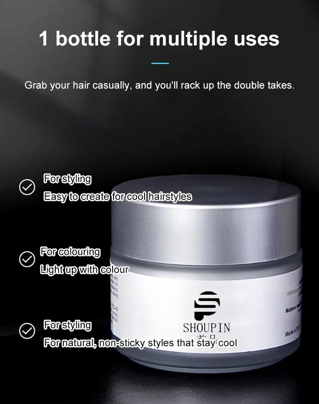 Temporary hair colouring and styling clay