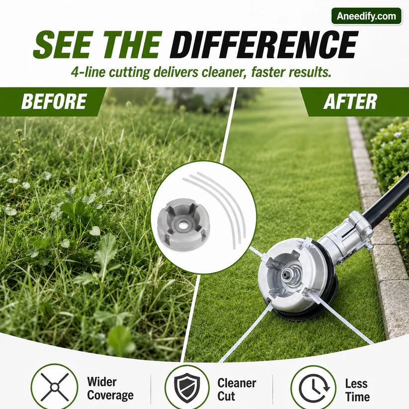 ⚙️ 50% OFF NOW! 🌿 Aluminum Trimmer Head – 4-Line Cutting & Universal Fit – Heavy-Duty & Easy Line Replacement 🏡