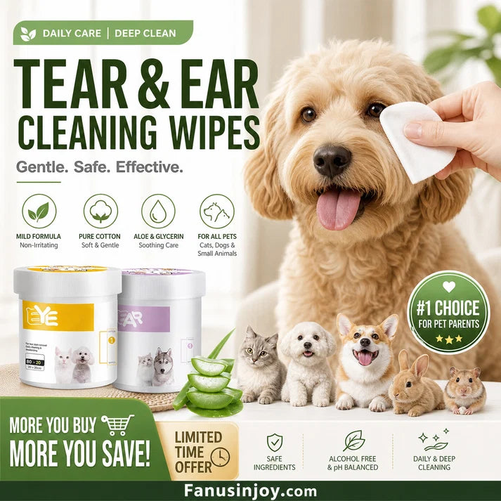 Natural Plant-Based Cleaning Wipes for Pet Eyes and Ears