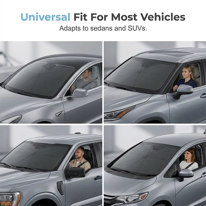ShadeGo™ Car Windshield Sun Shade – Foldable, Heat-Blocking  | Keeps Interior Cool | UV Protection  | Universal Fit for All Vehicles