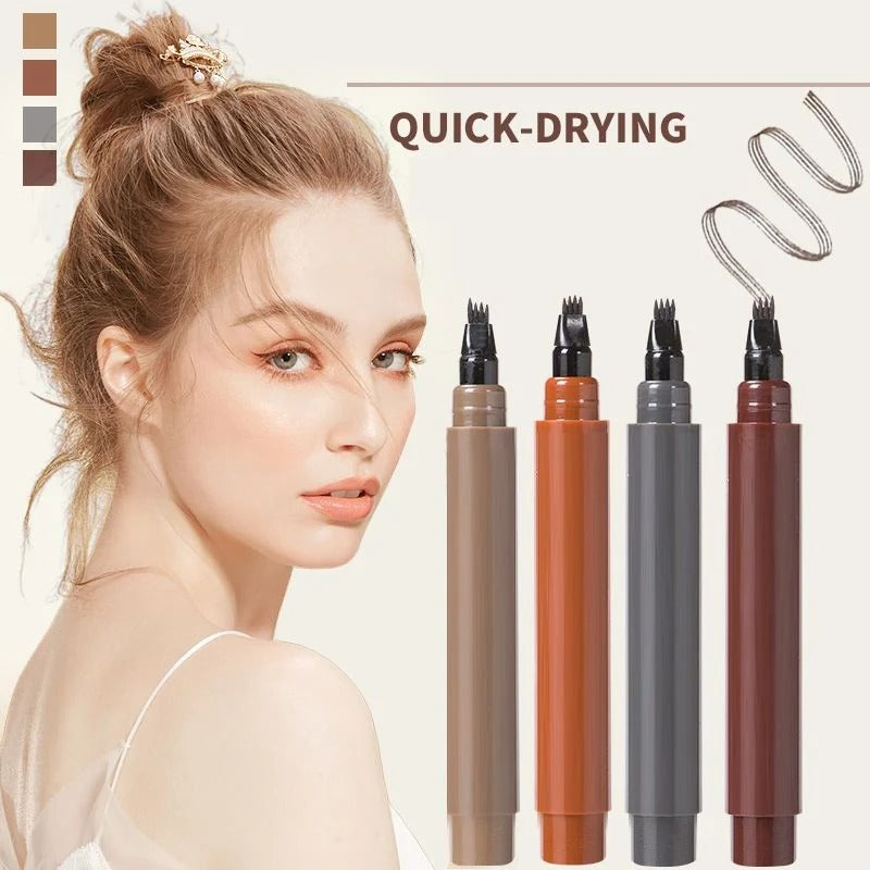 Waterproof Eyebrow & Beard Pen – 4-in-1 Tips, Long-Lasting & Precise