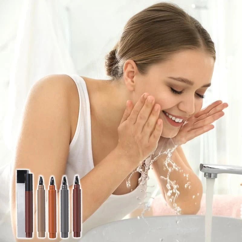 Waterproof Eyebrow & Beard Pen – 4-in-1 Tips, Long-Lasting & Precise