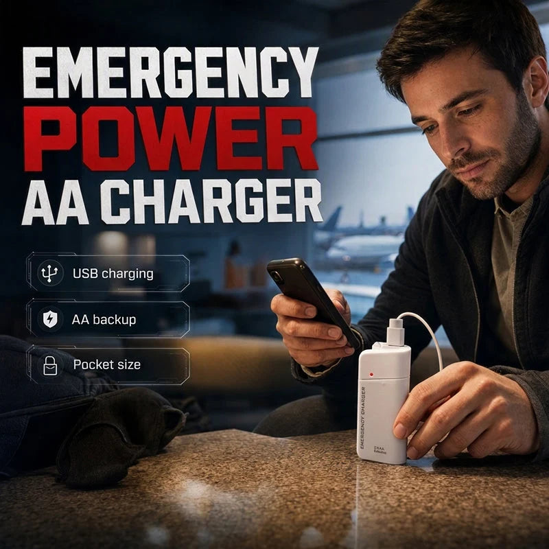 AA Battery Phone Charger – No outlet needed, compact & travel-ready