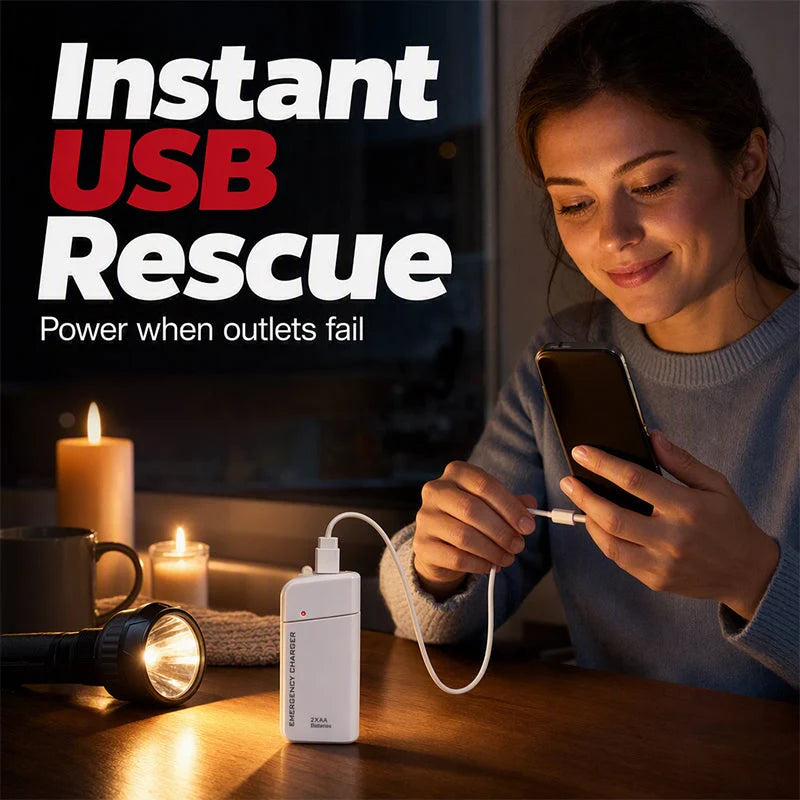 AA Battery Phone Charger – No outlet needed, compact & travel-ready