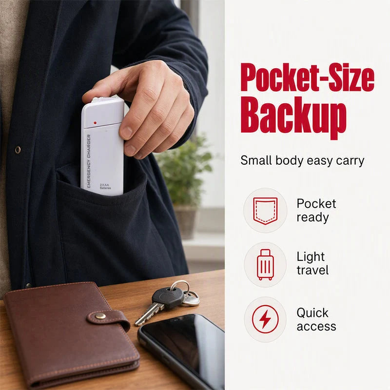 AA Battery Phone Charger – No outlet needed, compact & travel-ready